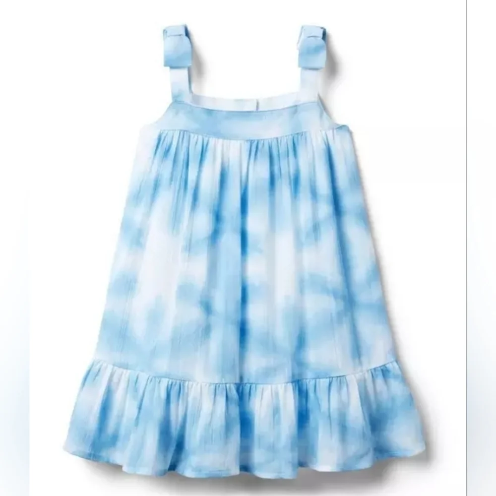 JANIE AND JACK TIE DYE BOW STRAP DRESS IN Angel Falls Shibori Size 12